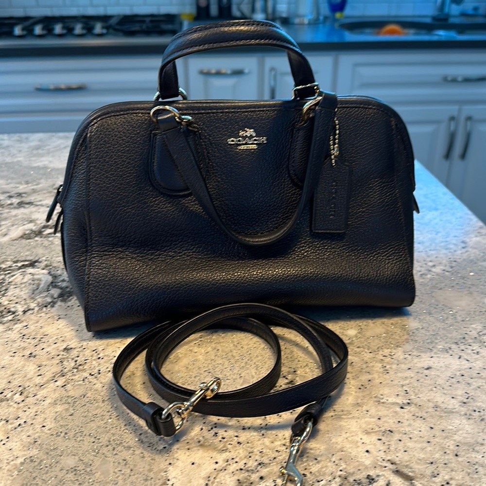 Navy Coach Leather Satchel/Crossbody Bag